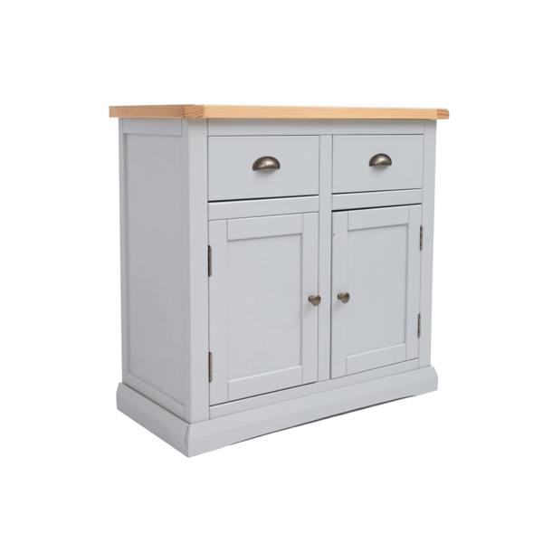 Cabinet Bits Loreo Light Grey 2 Drawer 2 Door Sideboard Brass Cup Handle