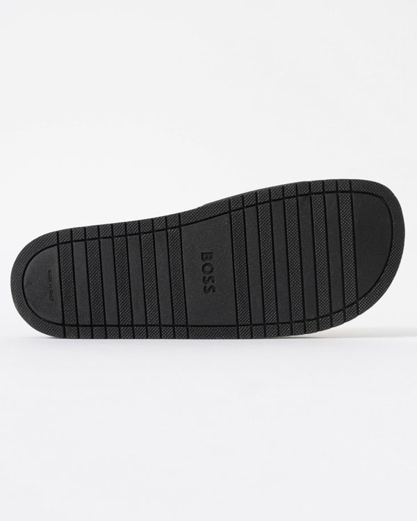 BOSS Orange Aryeh Mens Italian-Made Slides With Large Logo Detail - Black 001