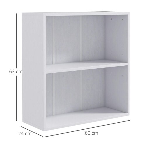 Wyld Haus Ralafi Wood White Low 2 Tier Bookcase With Adjustable Shelves