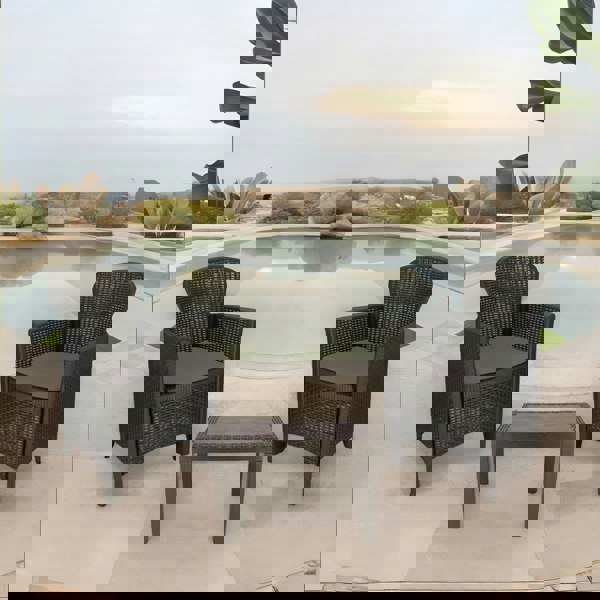 Rafaelo Mobilia Set of 3 Polyrattan Garden Bistro Furniture Set Grey