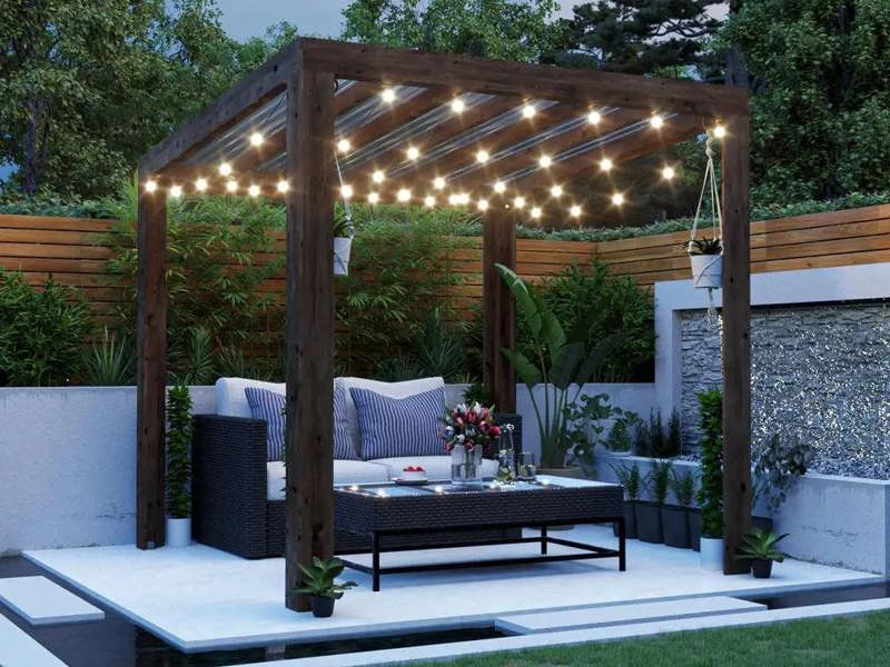 Dunster House Pergola with Roof 2.5m x 2.5m Pressure Treated Wooden Shelter Terracube