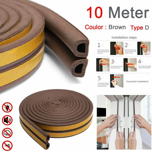 ATEK 10m D-Shape Self Adhesive Door Window Draught Excluder Seal