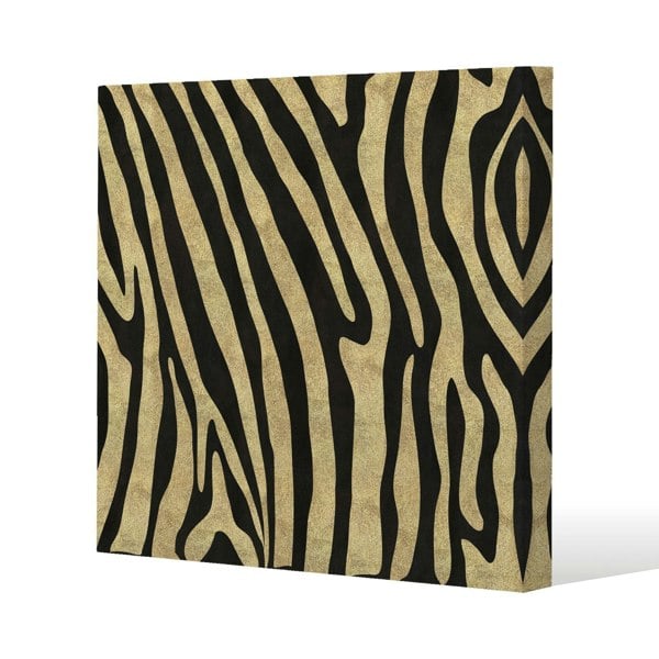 Benjamin Tate Design Golden Zebra Slim Style Canvas Print  90x90cm , 15mm Slim Real wood.
