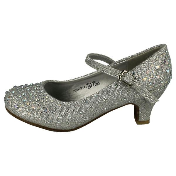 Spot On Girls Junior Spot On Sparkly Kitten Heel Party Shoes
