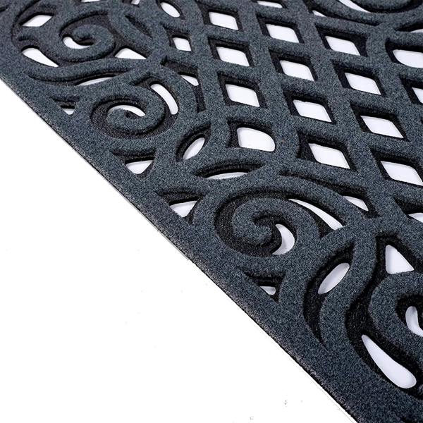 ornate small eco friendly doormat in grey with open back