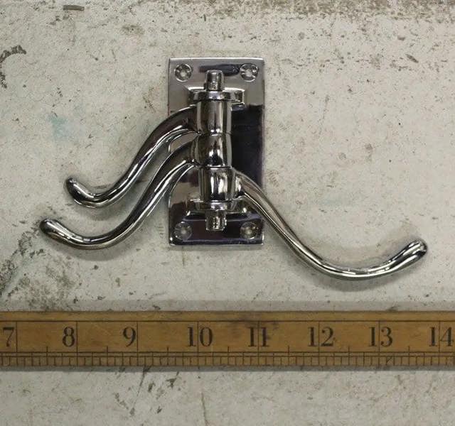 Triple Swivel Hook Chrome on Brass - 100mm