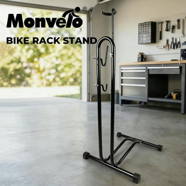 MONVELO Bike Rack Floor Stand Bicycle Parking Freestanding Storage Outdoor Black