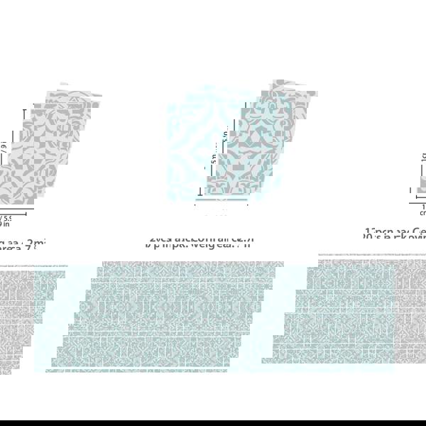 WALPLUS WT1541 - Santa Rosa Pistachio - Light Grey Stencil Tiles Wall Stickers - 15 cm x 15 cm - 24 pcs