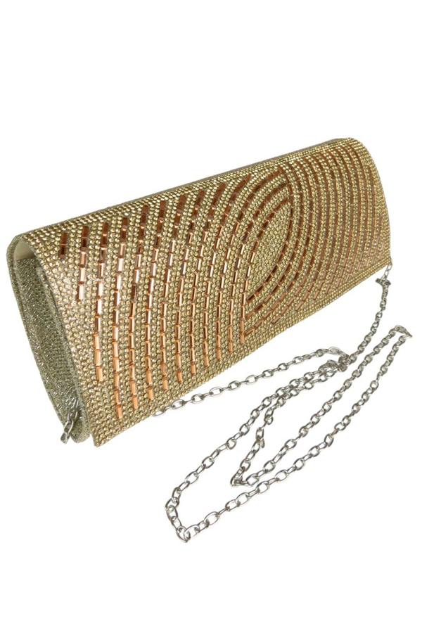 Paulo Due Oval Pattern Diamante Clutch Bag