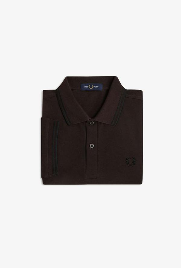Fred Perry Twin Tipped Polo Shirt - Rich Brown / Black
