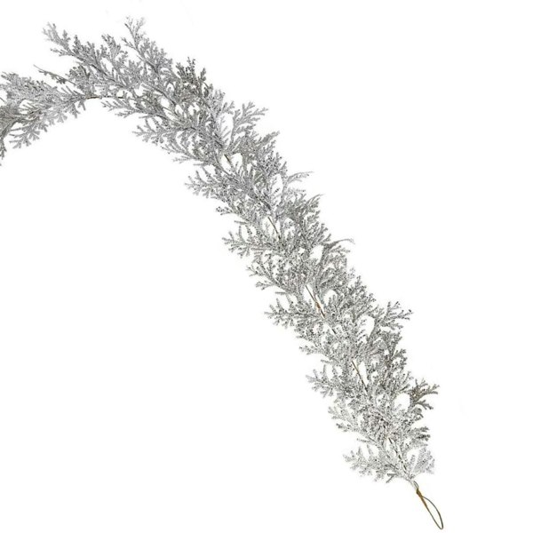 Samuel Alexander 1.8m Silver Glitter Cedar Leaf Garland Christmas Decoration