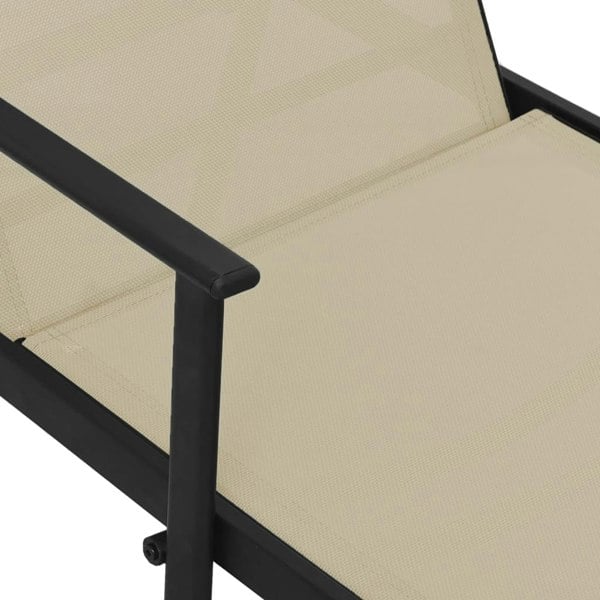 Berkfield Sun Lounger Steel and Textilene Fabric Cream