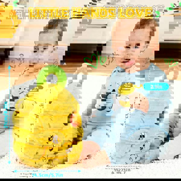 deAO My First Honeybee Soft Plush Playset – Interactive Hide & Seek Beehive Sensory Toy for Babies & Toddlers, Early Learning Gift