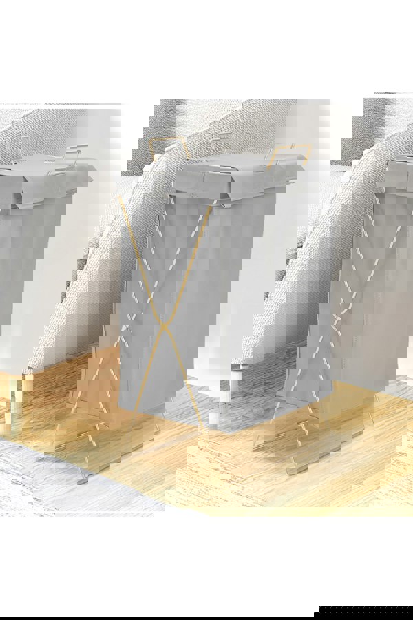 Living and Home Collapsible PU Leather Laundry Hamper with Metal Frame