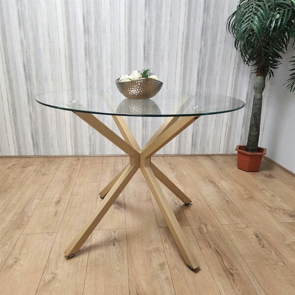 Kosy Koala Dining Table Clear Glass Kitchen Place for 4 Seats, Dining Table Only (Clear H 75 x L 100 x W 100 cm)