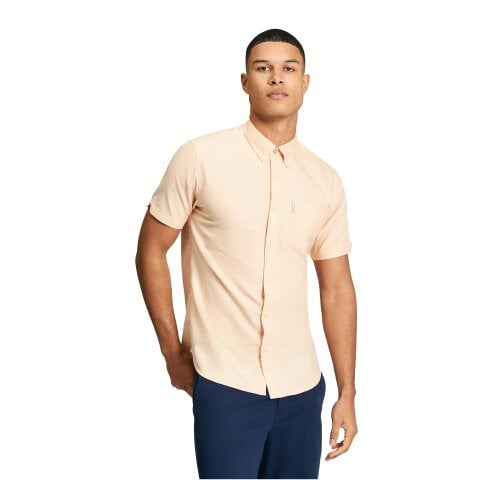 Ben Sherman Mens Signature Oxford Short-Sleeved Shirt - Orange