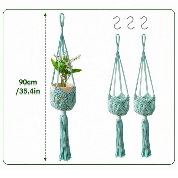 deAO Toys deAO Macrame Hanging Plant Holder Set 3-Pack Decorative Boho Home Decor