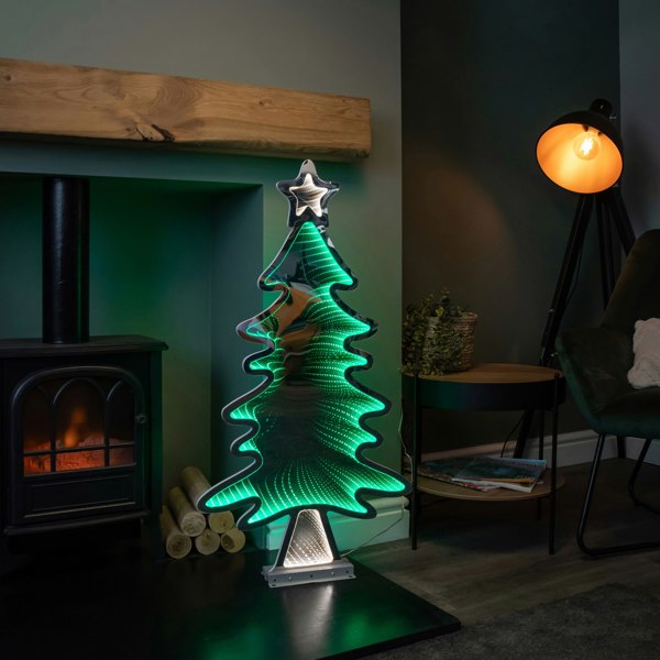 Samuel Alexander 95cm Infinity Light up Christmas Tree Decoration with Green LEDs on Metal Base