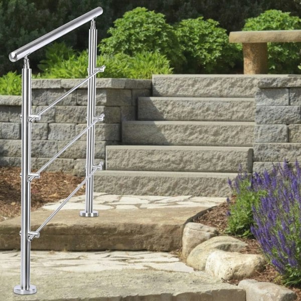 Silver Floor Mount Stainless Steel Handrail for Slopes and Stairs Living and Home