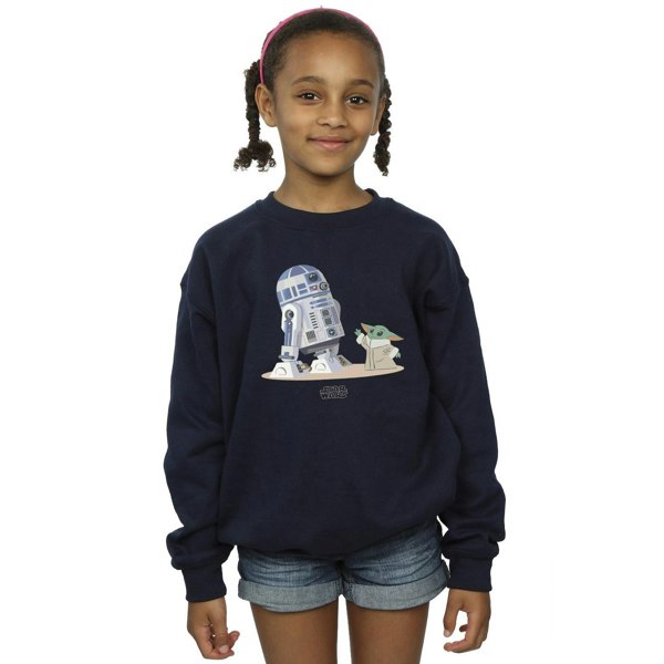 Star Wars Girls The Mandalorian R2D2 And Grogu Sweatshirt - Navy Blue