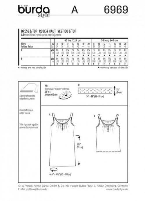 Burda Sewing Pattern 6969 Dresses and Tops For Women, Sizes: 8-20 - Easy