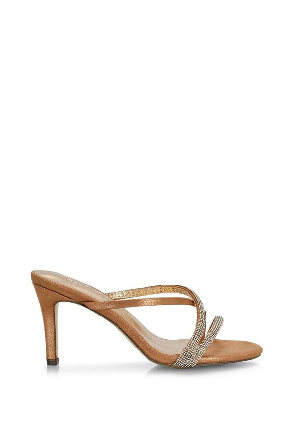 XY LONDON Diamante Cross Over Strappy Sandal Stiletto High Mule Heels