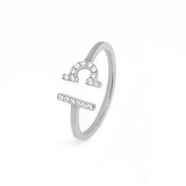Say It With Libra Ring with CZ Stones - Silver Plated