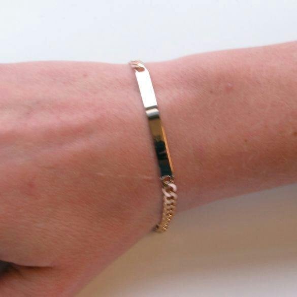 Christopher James of London 9ct Yellow Gold Slimline Ladies Curb ID Bracelet With Optional Engraving