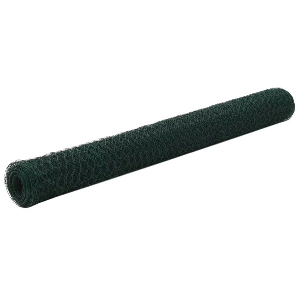 Berkfield Chicken Wire Fence Steel with PVC Coating 25x1.2 m Green