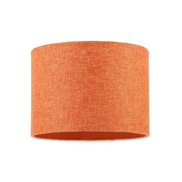 Contemporary and Sleek Orange Natural Linen Fabric Drum Lamp Shade Image 1