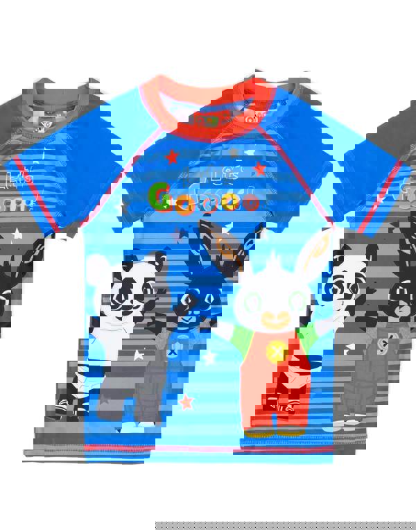 Bing Bunny Boys Blue Character Print & Let'S Go Slogan 1 Piece Surf Suit