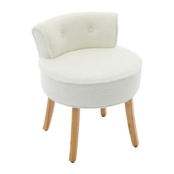 Living and Home Teddy Fleece Dressing Table Stool with Solid Wood Legs