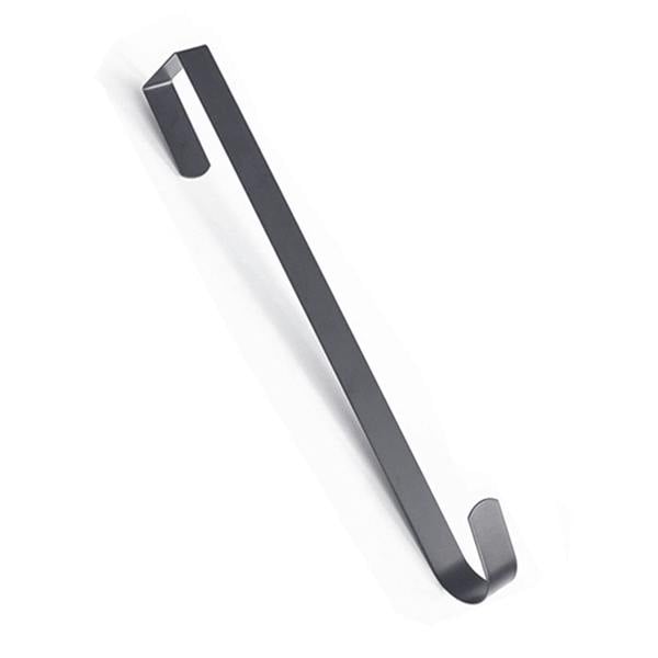 Grey metal hook on a white background