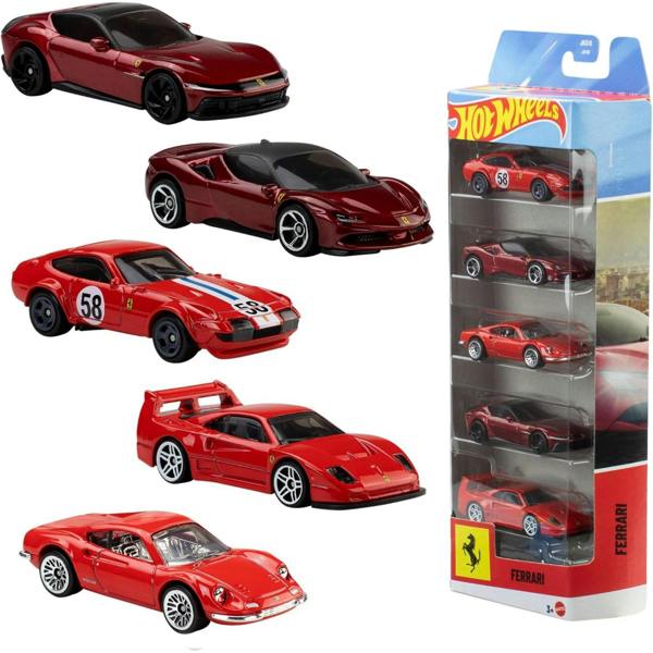 Hot Wheels Ferrari 5 Pack 1:64 Scale Die-Cast Toy Cars JLN12
