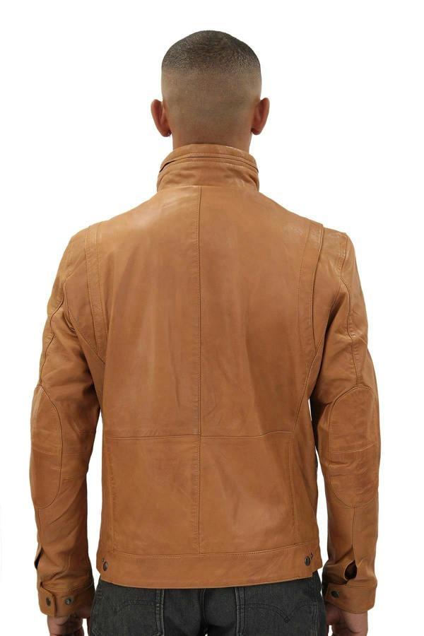 Infinity Leather Mens Classic Leather Biker Jacket-Caracas