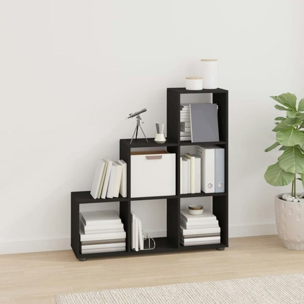 Berkfield Staircase Bookcase Black 107 cm Engineered Wood