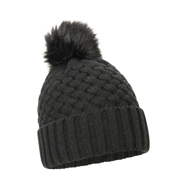 Mountain Warehouse Womens/Ladies Lisbon Pom Pom Borg Lined Beanie - Black - 