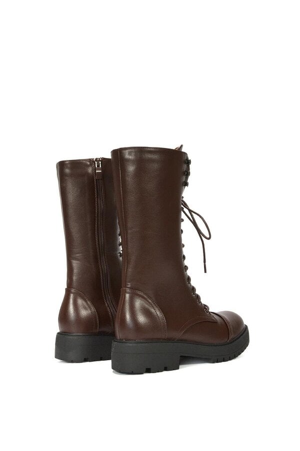 XY LONDON Mid-Calf Combat Heeled Ankle Boots