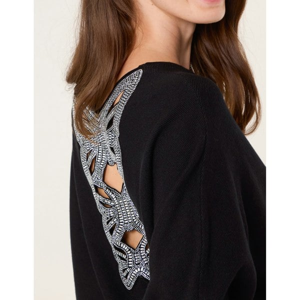 Blue Vanilla Batwing Jumper With Back Diamante Detailing