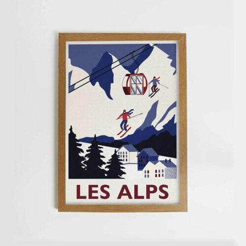 Joules Alpine Apres 50 X 70 Wood Frame | Blue