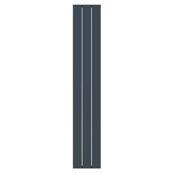 MYHOMEWARE 305mm x 1800mm Single Aluminium Panel Radiator in Anthracite Grey - Model Lena - Wall-mounted