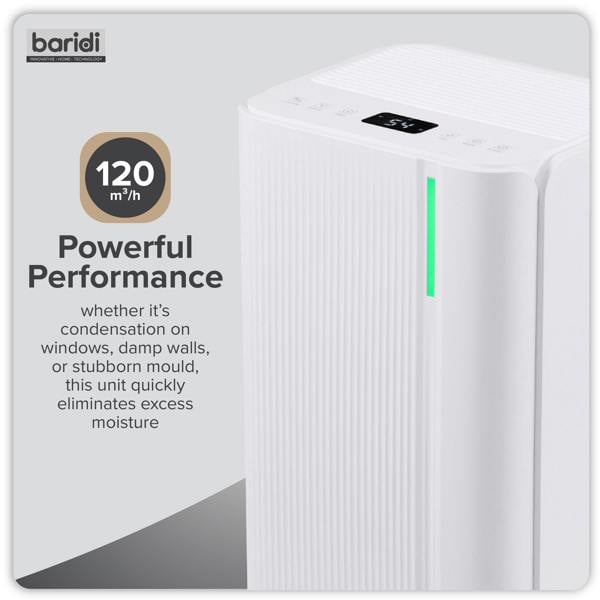 Dellonda Baridi Dehumidifier with Digital Display & 24hr Timer 12L White - DH147