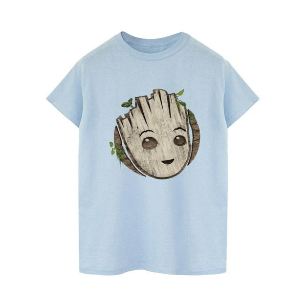 Marvel Mens I Am Groot Wooden Head T-Shirt - Baby Blue