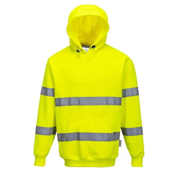 Hi-Vis Pullover Hoodie with Ribbed Cuff and Hem - Hi-Vis Trousers