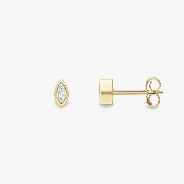 T. H. Baker 9ct Yellow Gold Marquise Cut Cubic Zirconia Stud Earrings 120325147559
