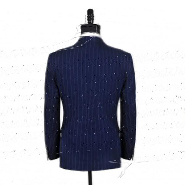 David WeJ Aldo Double Breasted Stripe Suit - Navy