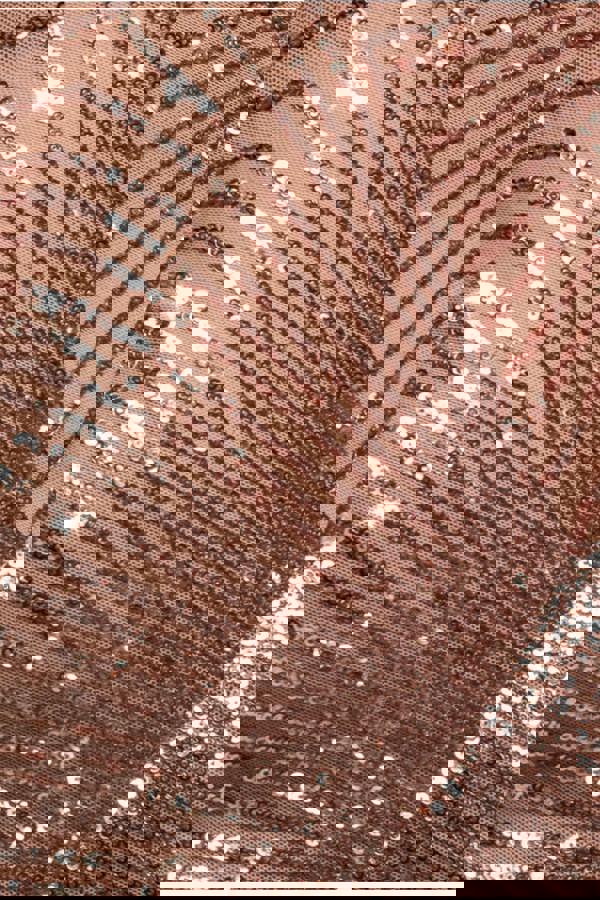 Sequin Starburst Cape Sleeve Midi Dress - Champagne DR4799