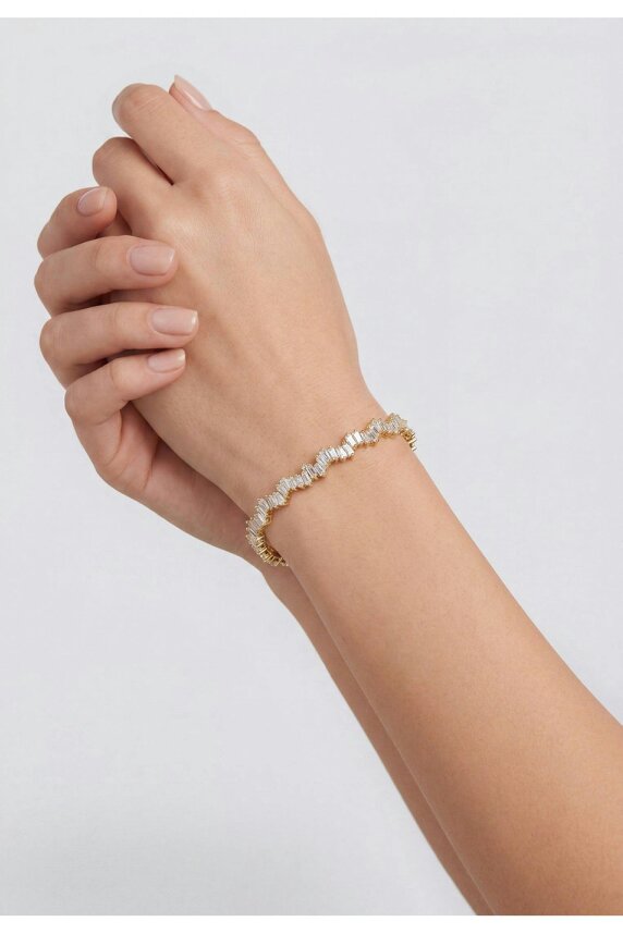 Latelita Baguette Ice Cuff Bangle Gold White