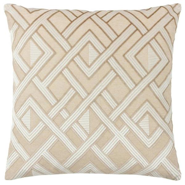 Paoletti Henley Jacquard Velvet Cushion Cover - Warm Taupe - 