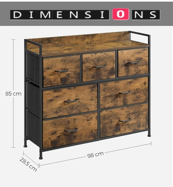 Modcraft Chest of Drawers - Cabinet with 7 Fabric Drawers